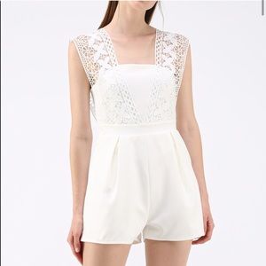 Chicwish White Lace Crochet Romper Playsuit